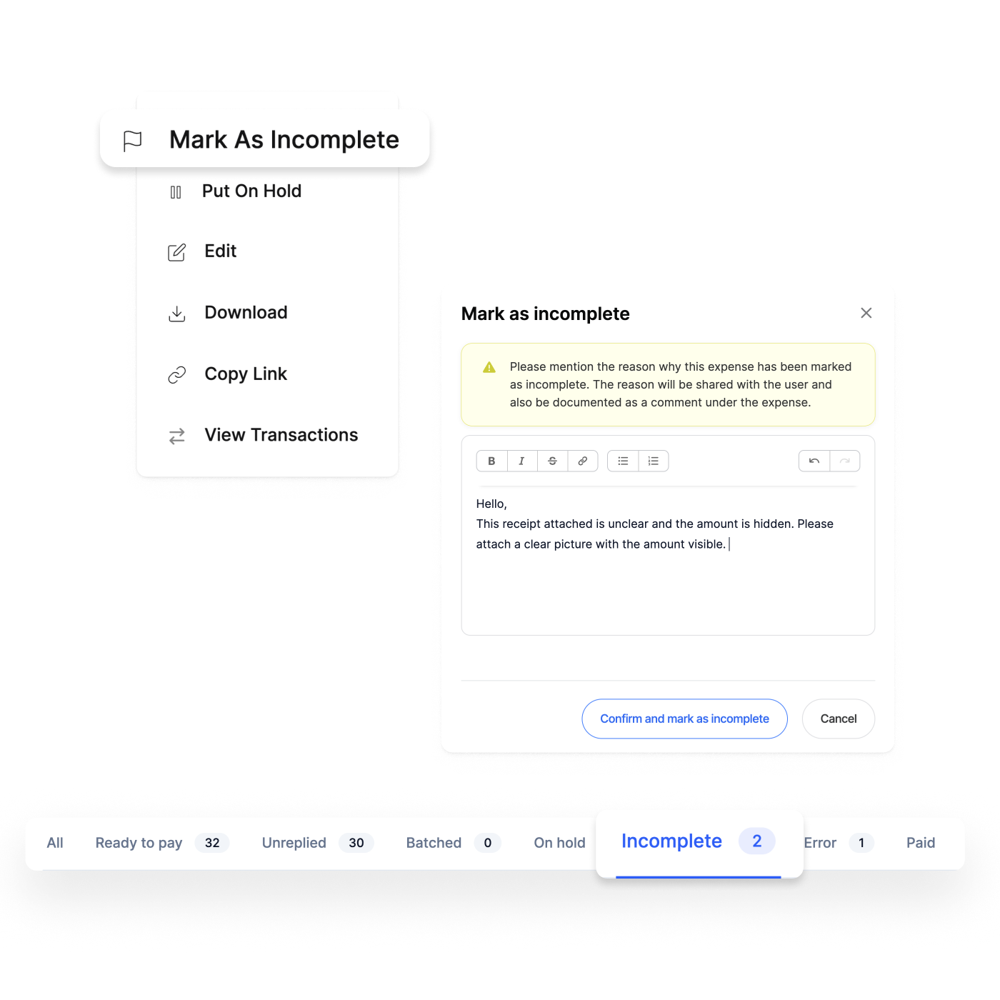 Easily work your way through all payment requests
