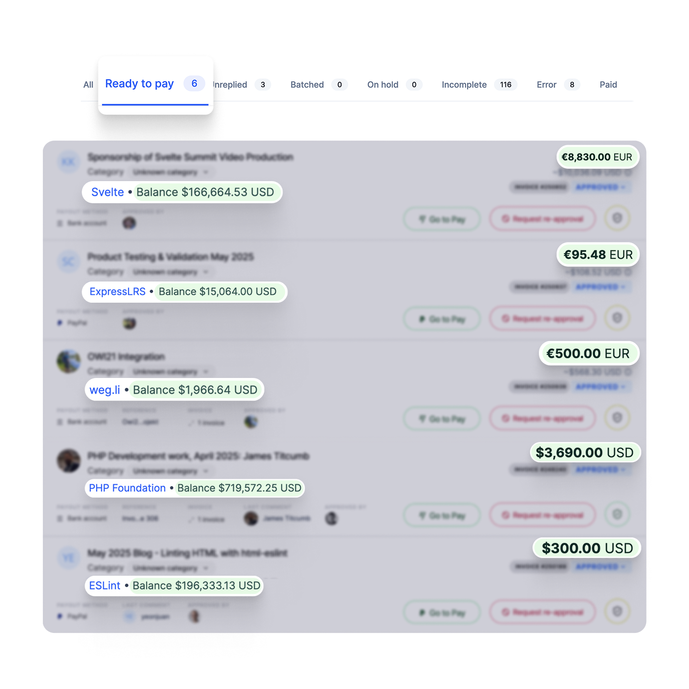 Efficiently process payment requests