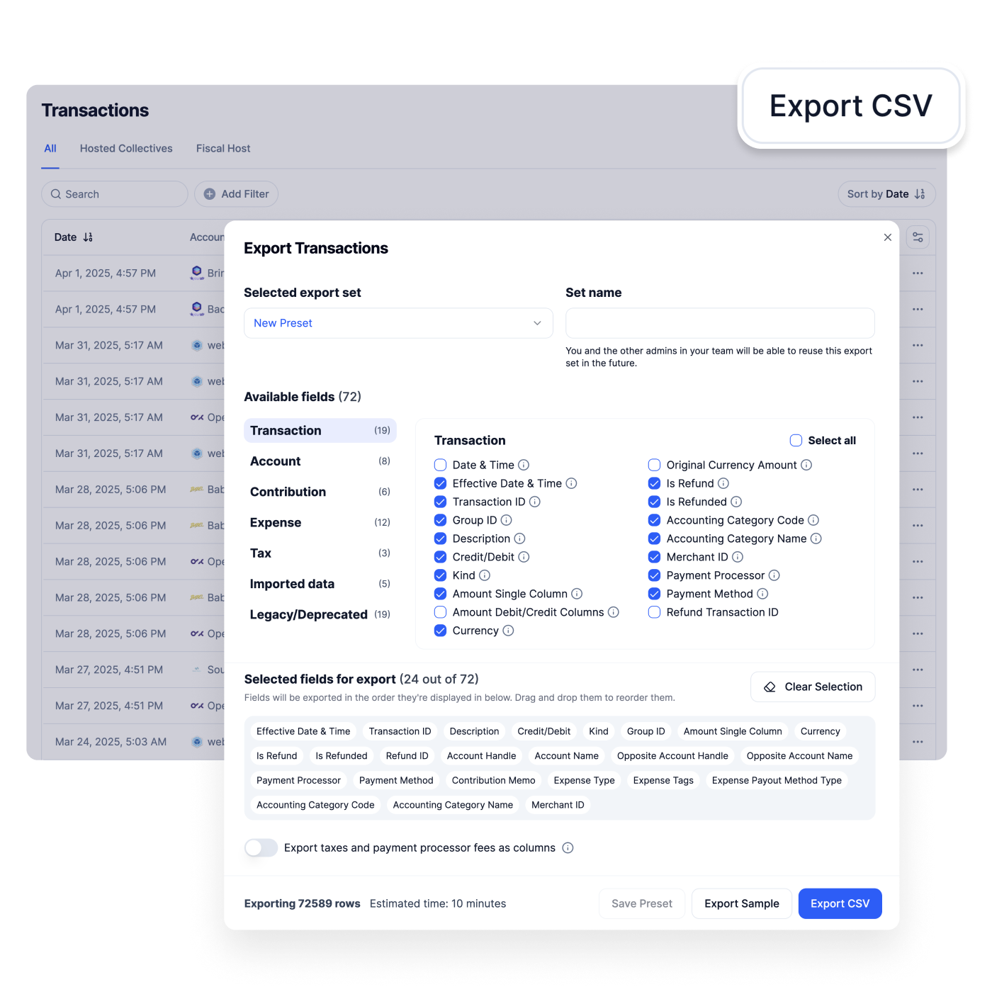 Export ledger data for your accountants