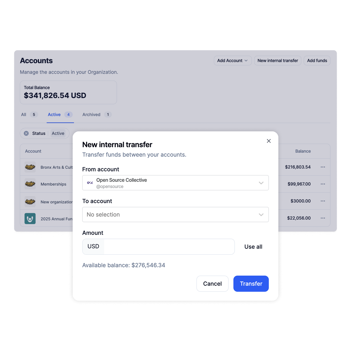 Move money between accounts