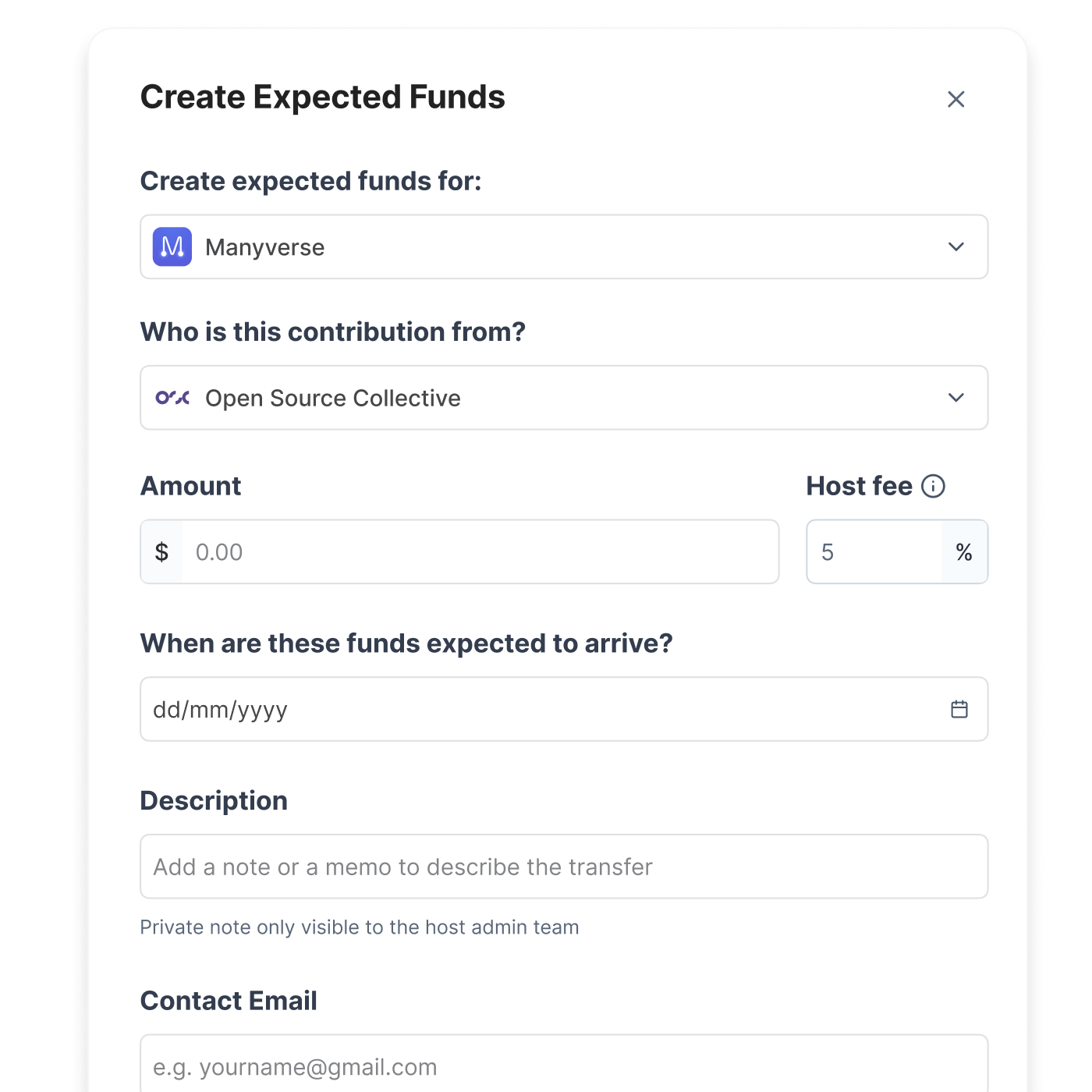 Track promised funds